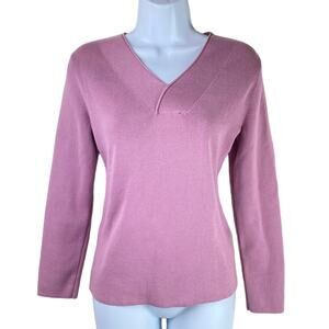 J. Jill Ribbed Knit Top V Neck Mauve Size Small